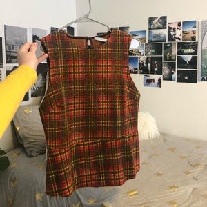 Zara plaid tank peplum top, orange, yellow